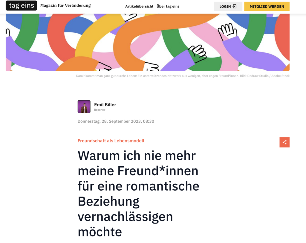 Artikel-Screenshot: Warum ich nie mehr meine Freund*innen vernachlässigen möchte